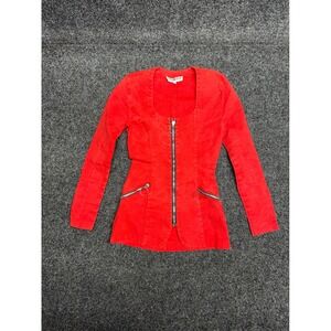 Vintage punk red jacket goth vamp sexy rock roll indie sleeve zip up area code